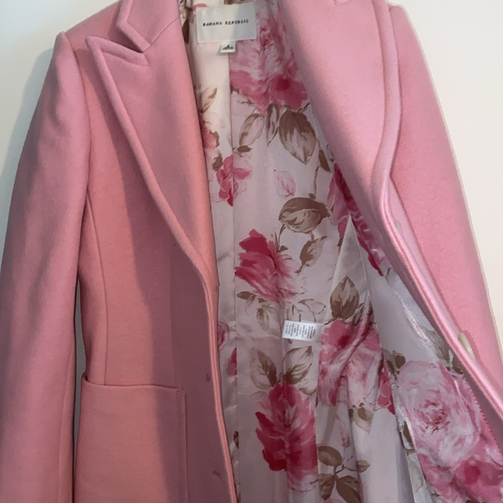 Banana Republic Pink Wool Blend Overcoat sz Small - Picture 6 of 11